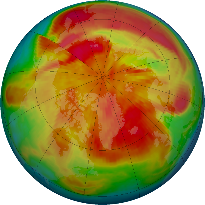 Arctic ozone map for 13 March 1999